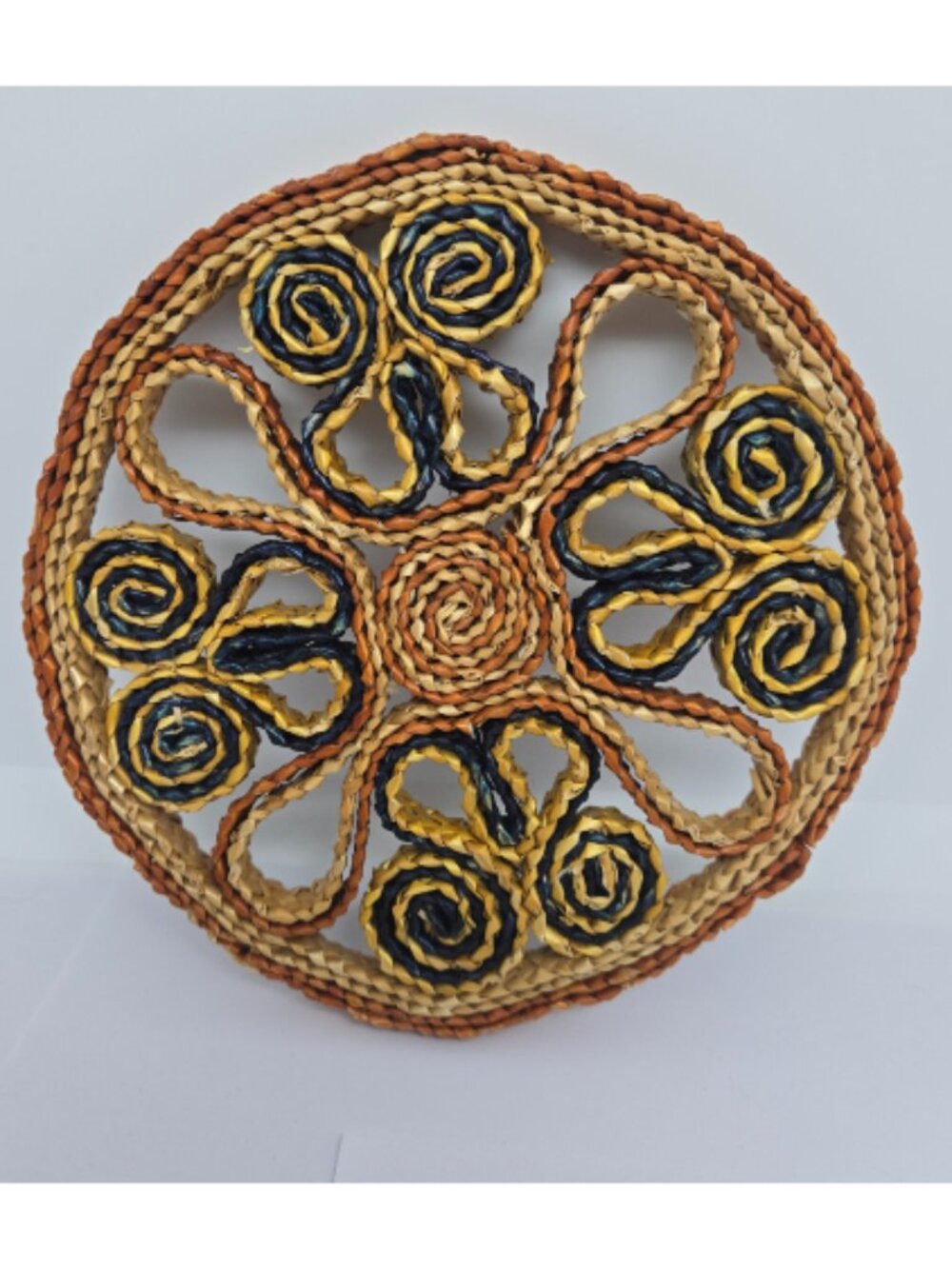 Vintage Rattan Wicker Trivets, Hot Pads, Set of 3, Circle, 1970s - Picture 4 of 9